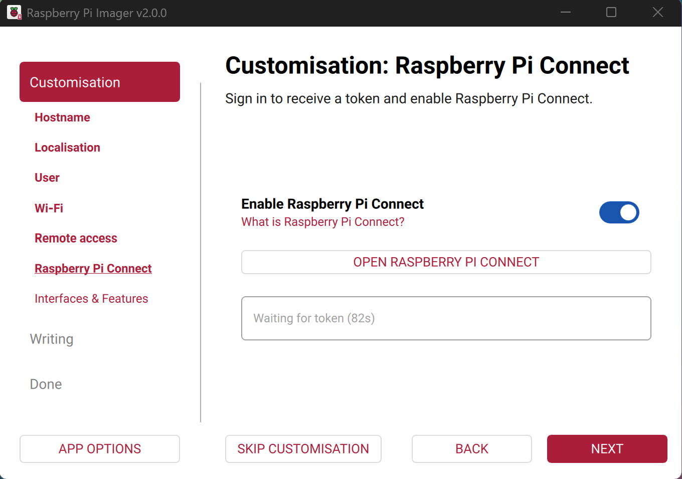Imager 操作系统定制 树莓派Connect选项卡